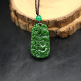 Green Jade Dragon Phoenix Pendant Necklace Hand-Carved Charm Jewelry Amulet