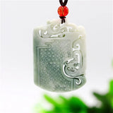 Green Jade Dragon Phoenix Pendant Necklace Double-sided Carved Amulet