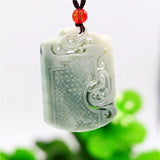 Green Jade Dragon Phoenix Pendant Necklace Double-sided Carved Amulet