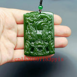 Natural Green Jade Dragon Pixiu Pendant Necklace Hand-Carved Charm Jewelry