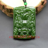 Natural Green Jade Dragon Pixiu Pendant Necklace Hand-Carved Charm Jewelry