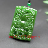 Natural Green Jade Dragon Pixiu Pendant Necklace Hand-Carved Charm Jewelry