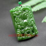 Natural Green Jade Dragon Pixiu Pendant Necklace Hand-Carved Charm Jewelry