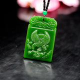 Green Jade Eagle Pendant Necklace Hand-Carved Charm Jewellery Amulet