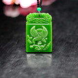 Green Jade Eagle Pendant Necklace Hand-Carved Charm Jewellery Amulet