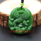 Green Jade Eagle Pendant Necklace Hand-Carved Charm Jadeite Amulet