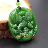 Green Jade Eagle Pendant Necklace Hand-Carved Charm Jadeite Amulet