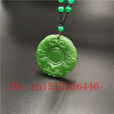 Green Jade Eight Diagrams Pendant Necklace Luck Amulet
