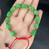 Green Jade Lucky Beads Bracelet Red Rope Wax String Charm Bangle