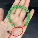 Green Jade Lucky Beads Bracelet Red Rope Wax String Charm Bangle