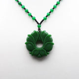 Green Jade Flower Pendant Necklace Jadeite Jewelry for Women Men