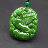Natural Green Jade Fly Horse Pendant Necklace Chinese Charm Jewelry