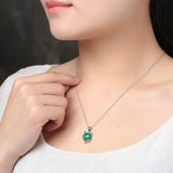 Green Jade Fox Pendant Necklace 925 Silver Jadeite Chalcedony Amulet Charm