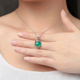 Green Jade Fox Pendant Necklace 925 Silver Jadeite Chalcedony Amulet Charm