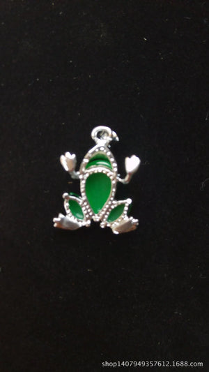 Natural Green Jade Frog Pendant Necklace Charm Jewellery Accessories