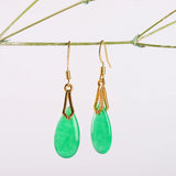 Green Jade Gemstone Drop Earrings 925 Earrings Women Jewelry Vintage Earrings