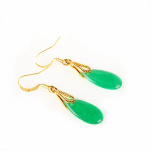 Green Jade Gemstone Drop Earrings 925 Earrings Women Jewelry Vintage Earrings