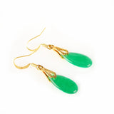 Green Jade Gemstone Drop Earrings 925 Earrings Women Jewelry Vintage Earrings