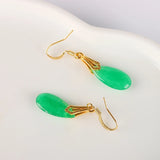 Green Jade Gemstone Drop Earrings 925 Earrings Women Jewelry Vintage Earrings