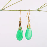 Green Jade Gemstone Drop Earrings 925 Earrings Women Jewelry Vintage Earrings