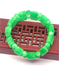 Green Jade Gemstone Stretch Bracelet, Elegant Jewelry