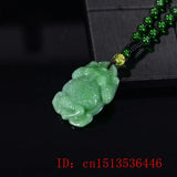 Green Jade Golden Toad Dragon Necklace Pendant Men Women Luck Gift Amulet