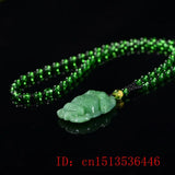 Green Jade Golden Toad Dragon Necklace Pendant Men Women Luck Gift Amulet