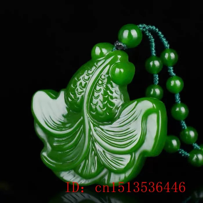Green Jade Goldfish Pendant Necklace Charm Jewellery Accessory