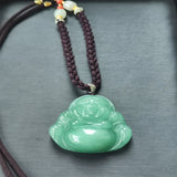 Green Jade Buddha Lucky Rope Necklace Relief Therapy