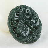 Green Jade Hand Dragon Phoenix Pendant Necklace Women Mens Gemstone Jewelry