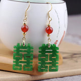 Natural Green Jade Happiness DIY Earrings Charm Jewellery