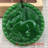 Green Jade Horse Pendant Necklace Charm Jewelry Accessory Sweater Chain