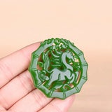 Natural Green Jade Horse Pendant Necklace Chinese Jewelry Double-Sided