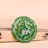 Natural Green Jade Horse Pendant Necklace Chinese Jewelry Double-Sided