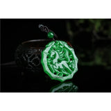 Natural Green Jade Horse Pendant Necklace Hand-Carved Amulet