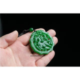 Natural Green Jade Horse Pendant Necklace Hand-Carved Amulet