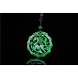 Natural Green Jade Horse Pendant Necklace Hand-Carved Amulet