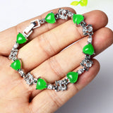 Green Jade Love Bracelet Hand-Carved Luck Amulet Gift