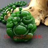 Green Jade Maitreya Pendant Necklace Luck Buddha Amulet