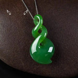 Green Jade Maori-Style Double Twist Pendant Necklace