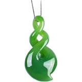 Green Jade Maori-Style Double Twist Pendant Necklace