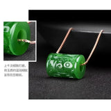 Natural Green Jade Money Beads Pendant Necklace Charm Jewellery