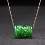 Natural Green Jade Money Beads Pendant Necklace Charm Jewellery