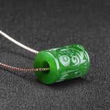 Natural Green Jade Money Beads Pendant Necklace Charm Jewellery