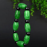 Hand Carved Green Jade Money Bracelet for Women