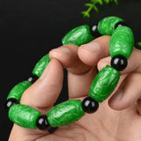 Hand Carved Green Jade Money Bracelet for Women