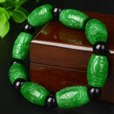 Hand Carved Green Jade Money Bracelet for Women