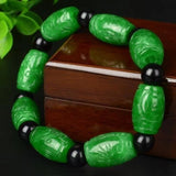Hand Carved Green Jade Money Bracelet for Women