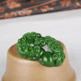 Natural Green Jade Money Pixiu Pendant Necklace Charm Jadeite Jewelry