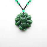 Green Jade Nine Tailed Fox Pendant Necklace Chinese Charm Jewelry